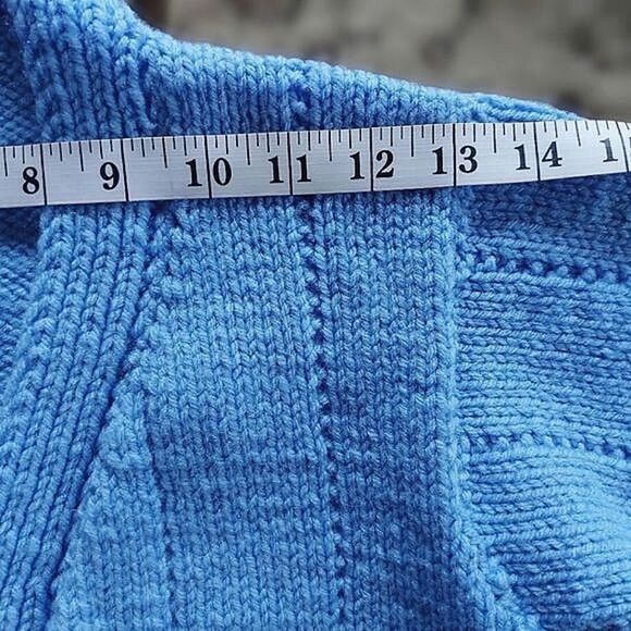 Vtg kids sky blue hand-knit grandpa sweater - Picture 3 of 9